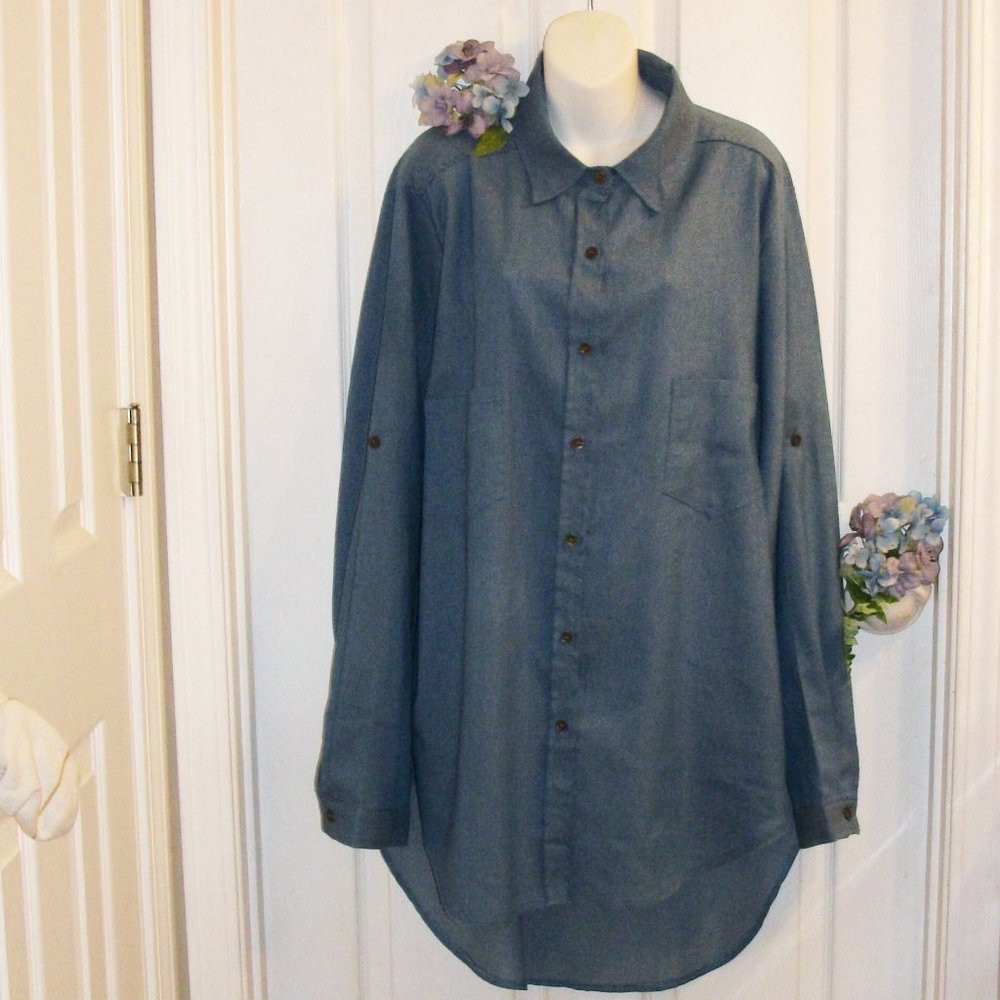 CELLABIE 2XL Blue Denim Button Down Shirt NWT